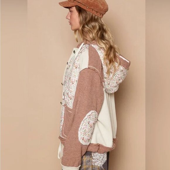 23. POL Floral Patchwork Jacket - Cream and Brown - Picture 2 of 16